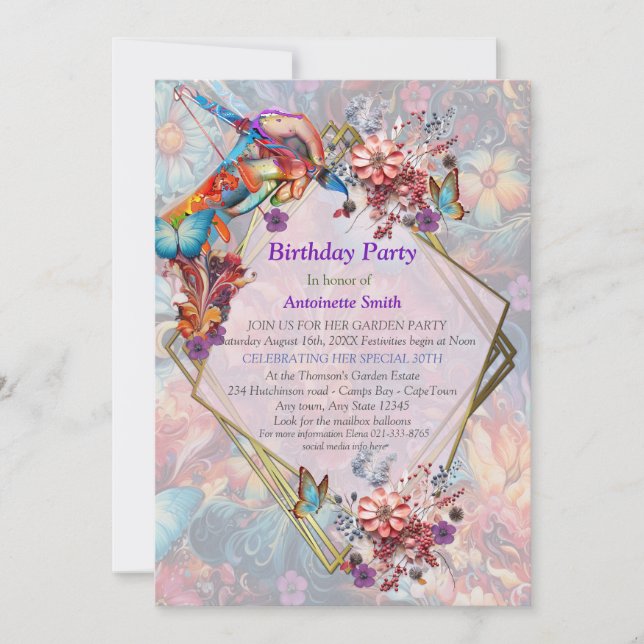 Färger Fantasy Flowers som uttrycker naturen Inbjudningar (Framsida)