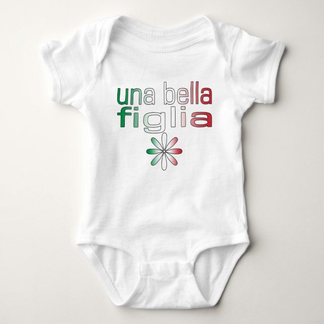 Färger för Una Bella Figlia italienflagga T-shirt (Framsida)