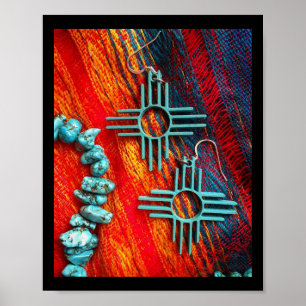 Färger i en Santa Fe Sunset Turquise Zia Sol Poster