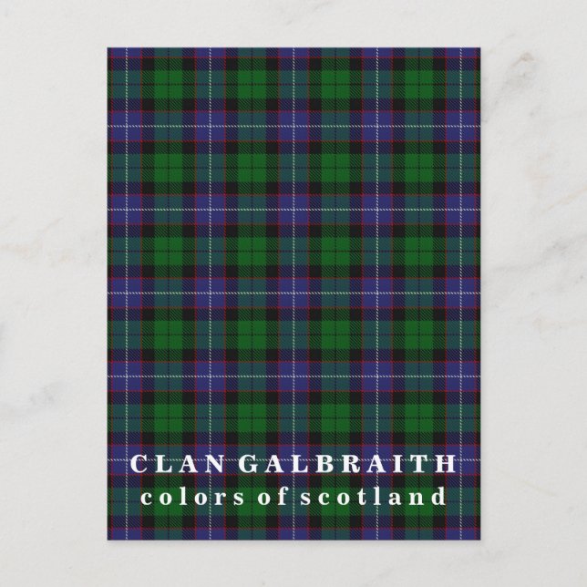 Färger i Skottlands Klan Galbraith Tartan Vykort (Framsida)