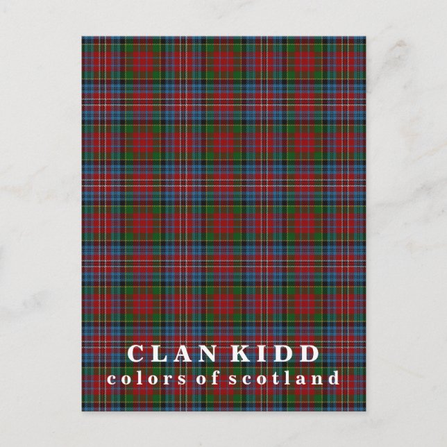 Färger i Skottlands Klan Kidd Tartan Vykort (Framsida)