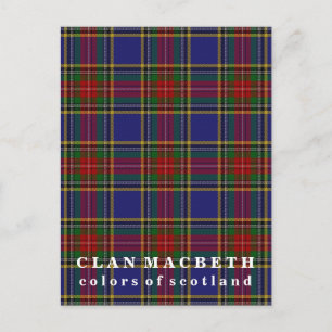 Färger i Skottlands Klan MacBeth Tartan Vykort