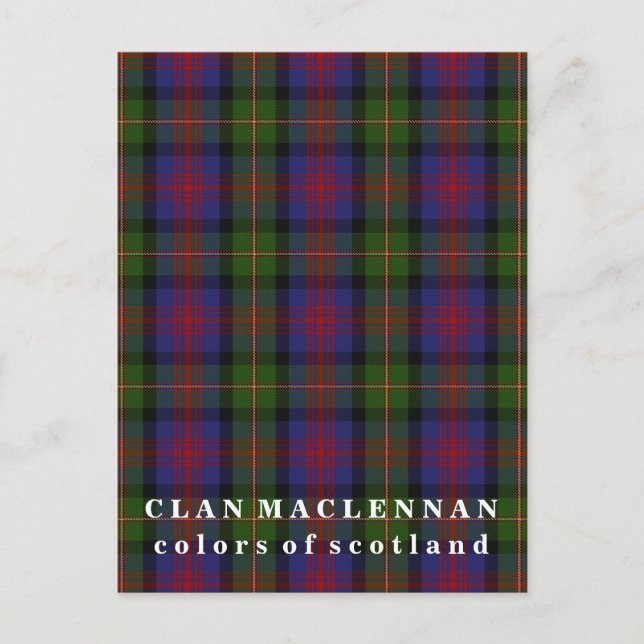Färger i Skottlands Klan MacLennan Tartan Vykort (Framsida)