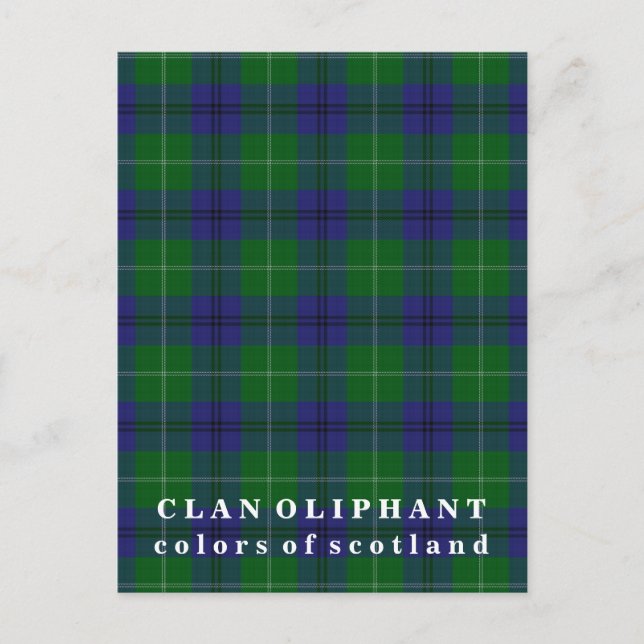 Färger i Skottlands Klan Oliphant Tartan Vykort (Framsida)