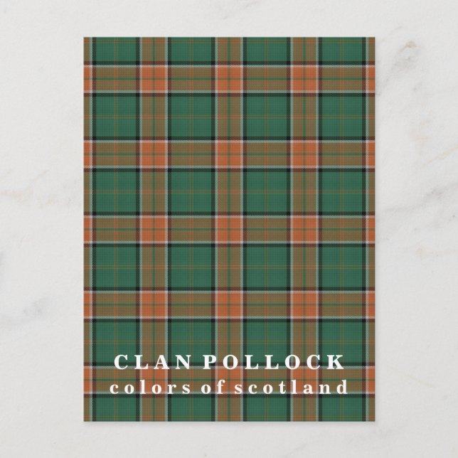 Färger i Skottlands Klan Pollock Tartan Vykort (Framsida)
