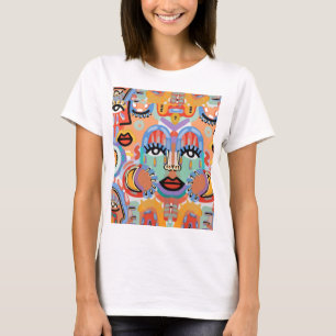 Färger, Mönster och Överlappande Ansikten T Shirt