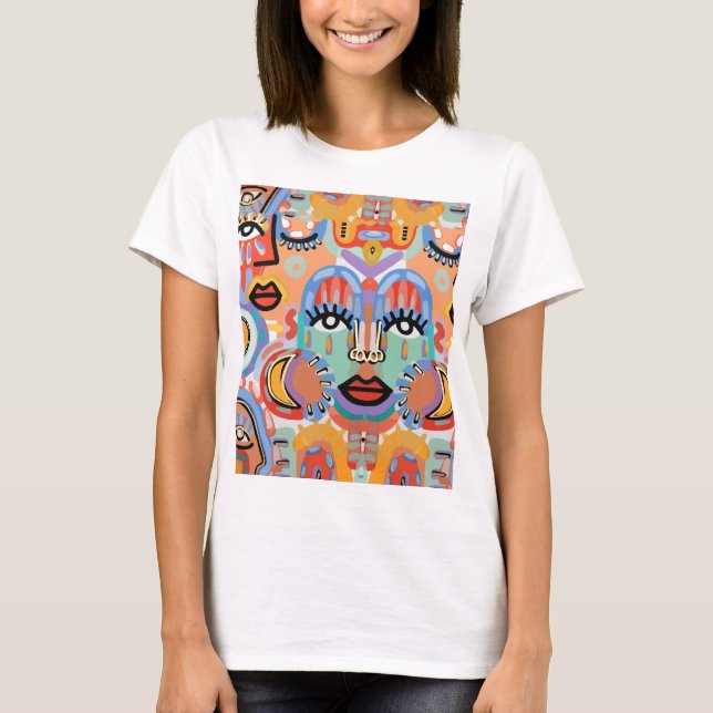 Färger, Mönster och Överlappande Ansikten T Shirt (Framsida)
