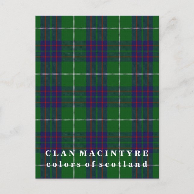 Färger of Scotland Klan MacIntyre Tartan Vykort (Framsida)