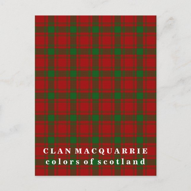 Färger of Scotland Klan MacQuarrie Tartan Vykort (Framsida)