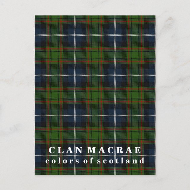 Färger of Scotland Klan MacRae Tartan Vykort (Framsida)