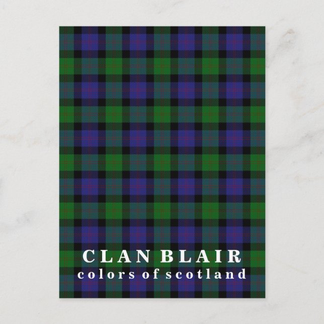Färger Scotland Klan Blair Tartan Vykort (Framsida)