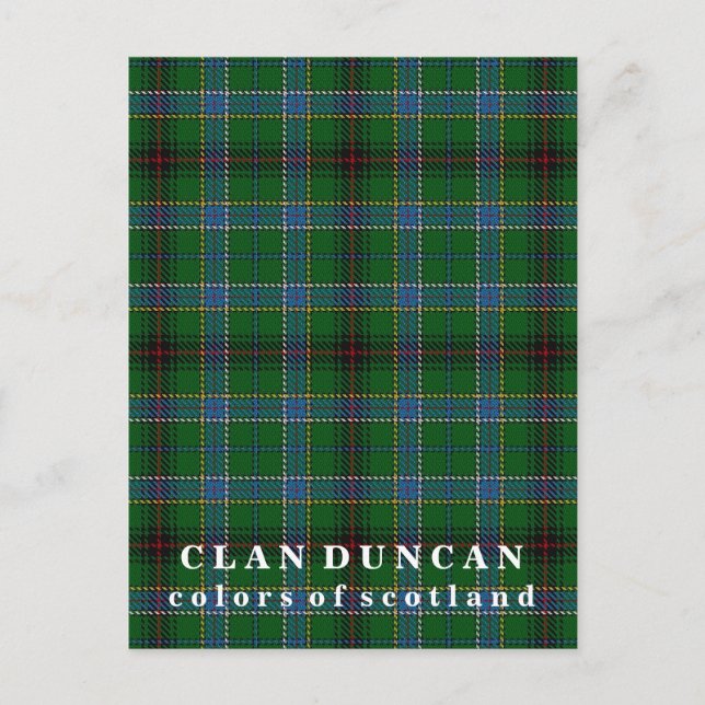 Färger Scotland Klan Duncan Tartan Vykort (Framsida)