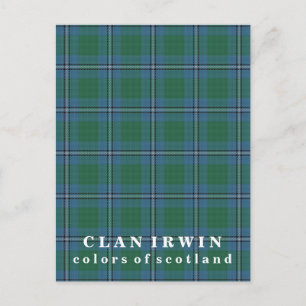 Färger Scotland Klan Irwin Tartan Vykort