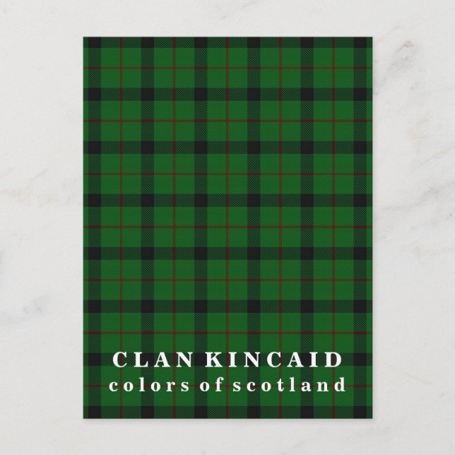 Färger Scotland Klan Kincaid Tartan Vykort (Framsida)