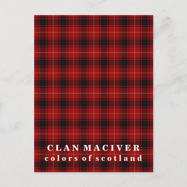 Färgerna på Skottland klanen MacIver Tartan Vykort (Framsida)