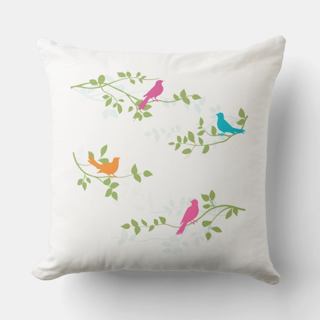 Färgfåglar Anpassningsbar Bakgrund Dekorativ kudde (Framsida)