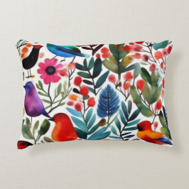 Färgfåglar av blommigt prydnadskudde