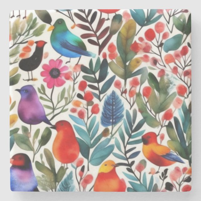 Färgfåglar av blommigt stenunderlägg (Framsidan)