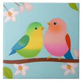 Färgfåglar av Tecknad som lever på Gren Kakelplatta