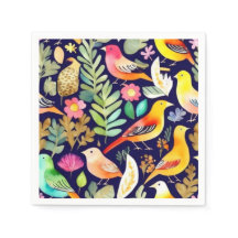 Färgfåglar blommönster blue decor