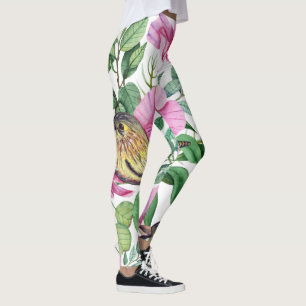 Färgfåglar Blommönster Leggings Kvinnor