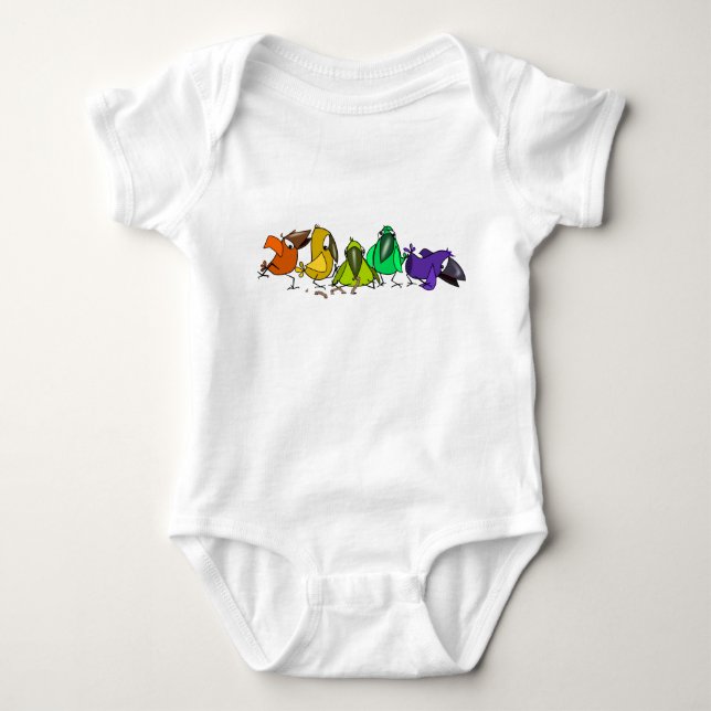 Färgfåglar Funny Baby Bodykostym Tee (Framsida)