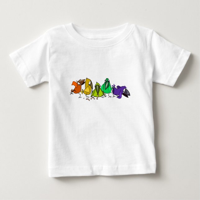 Färgfåglar Funny Baby T-Shirt (Framsida)