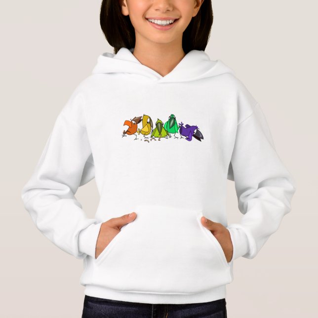 Färgfåglar Hoodie T Shirt (Framsida)