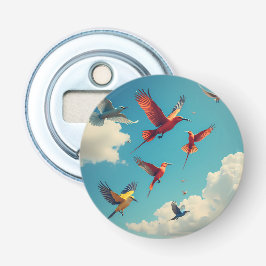 Färgfåglar i blå himmel flasköppnare