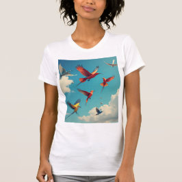 Färgfåglar i blå himmel t shirt