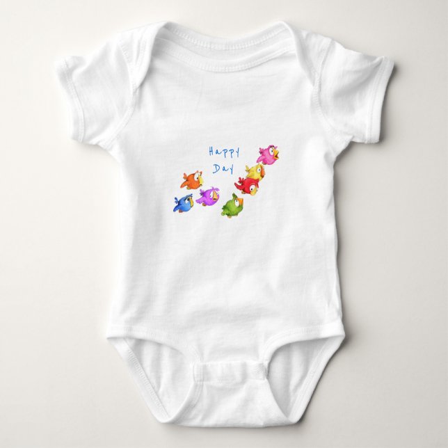 Färgfåglar i Lycklig - Cute Funny Sparrows  T Shirt (Framsida)