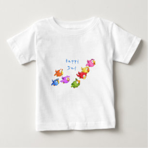 Färgfåglar i Lycklig - Cute Funny Sparrows T Shirt