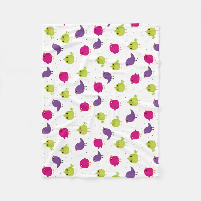 Färgfåglar i rött fleecefilt (Framsidan)