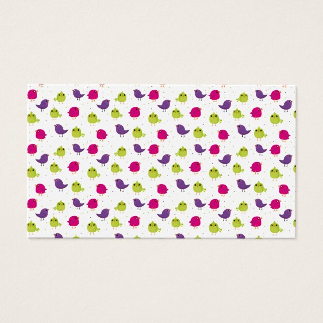 Färgfåglar i rött visitkort (Framsidan)