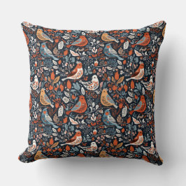 Färgfåglar med branta Blommigtar Mönster Kudde