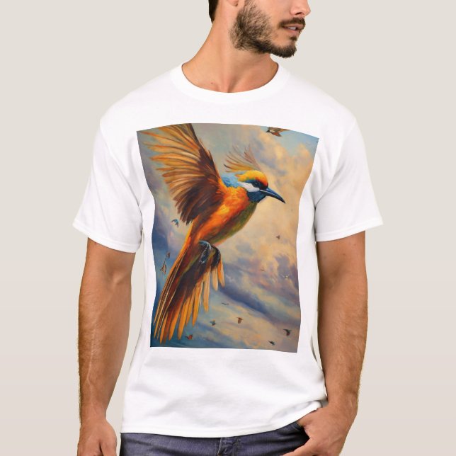Färgfåglar med tryck T-Shirt (Framsida)