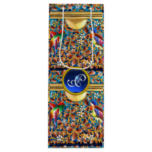 FÄRGFÅGLAR OCH BLOMMIGT SWIRLS BLUE GEM MONOGRAM