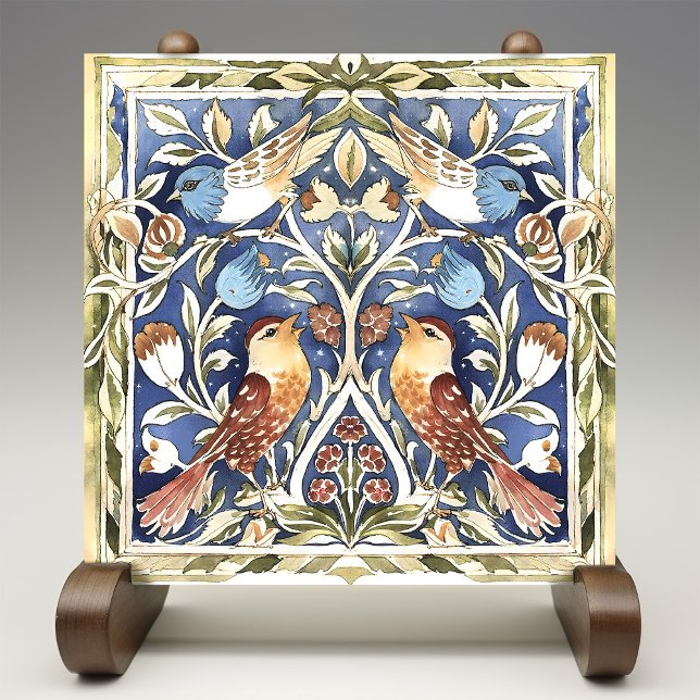 Färgfåglar och blommor kakelplatta (Skapare uppladdad)