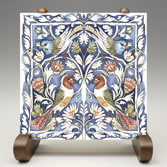 Färgfåglar och blommor kakelplatta (Skapare uppladdad)