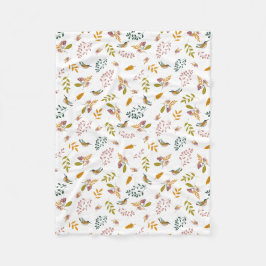 Färgfåglar på blommigtens bakgrund fleecefilt