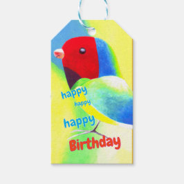 Färgfåglar på födelsedagen presentetikett