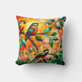 Färgfåglar på sommartid i Grenar Kudde