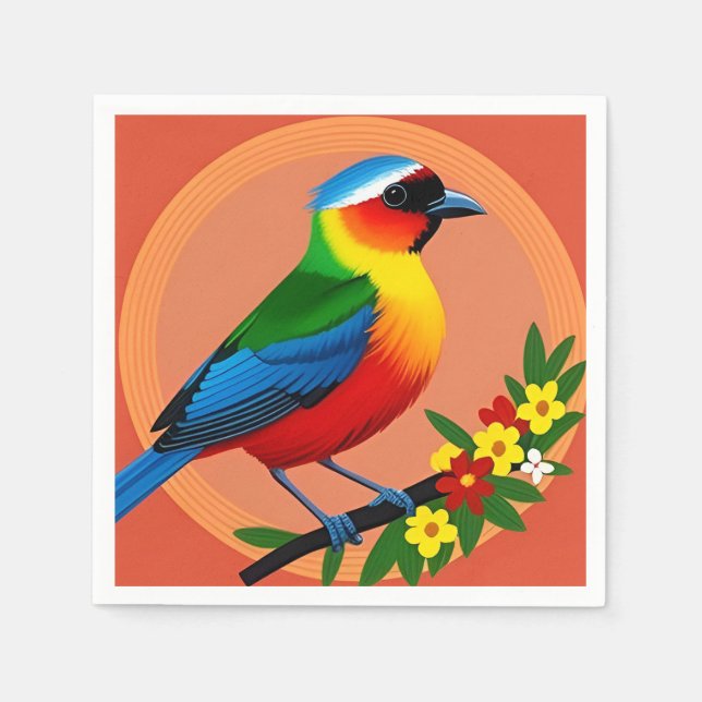 Färgfåglar som förekommer bland brant blommor pappersservett (Framsidan)