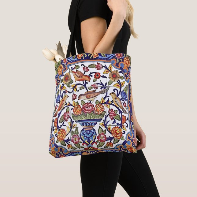 Färgfåglar Tote Bag - Naturinspirerad Carryall Tygkasse (Närbild)