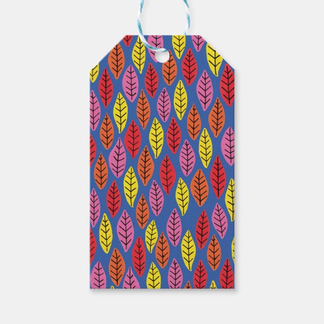 Färgfall löv mönster presentetikett (Framsidan)