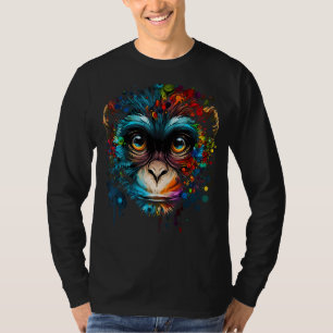 Färgfärg för apa med Ansikte Art Cute Animal Monki T Shirt