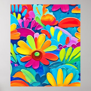 Färgfärg för blommans effekt poster