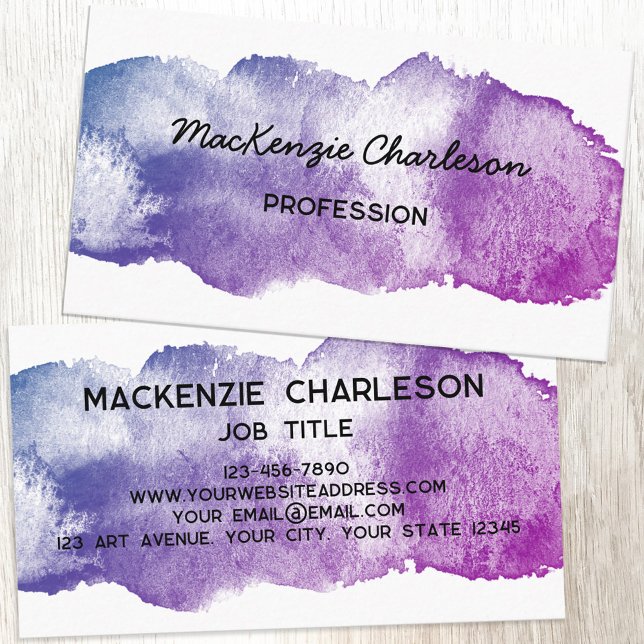 Färgfärg för enkelfärgsfärg för pennstreck visitkort (Simple watercolor paint brushstroke custom text business card)
