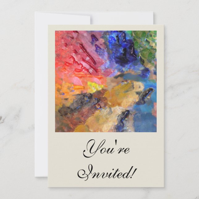 Färgfärg för konstnärliga målarfärg på handledaren inbjudningar (Framsida)