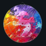 Färgfärg för modern Abstrakt Darttavla<br><div class="desc">Färgoljefärgad abstrakt i blått,  lila,  orange,  rött och gult. En smart modern design. Kontakta Sandy på admin@giftsyoutreasure.com</div>